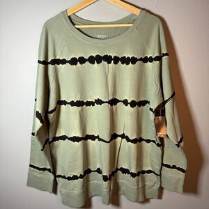 Torrid Sage Green & Black Tie-Dye French Terry Active Sweatshirt Plus Size 2X